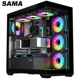 SAMA Neview SV01 ATX Mid Tower With 4 RGB Fans Gaming Casing-Black