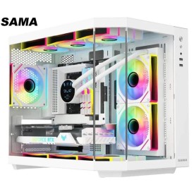 SAMA Neview 2771 Micro-ATX Tower With 3 RGB Fans Gaming Casing-White