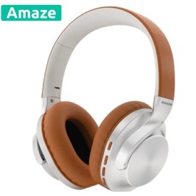 Amaze A650 Strong Bass 24hrs Play Time Wireless Headphone Silver/Brown
