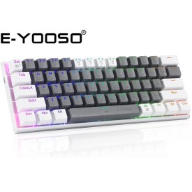 E-YOOSO Z11 Brown Switch 61 Keys USB Mechanical Gaming Wired Keyboard White Grey