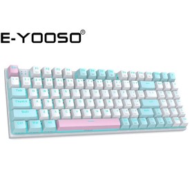E-YOOSO Z-19 Blue Light 94 Keys Blue Switch Hot Swappable Mechanical Keyboard White Blue