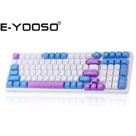 E-Yooso Z-99 TRI-Mode RGB 99-Keys Silverwood Switch Wireless Mechanical Keyboard Purple Blue