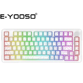 E-Yooso Z-82 TRI-Mode RGB 82-Keys Silverwood Switch Wireless Mechanical Keyboard White