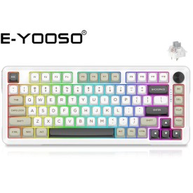 E-Yooso Z-82 TRI-Mode RGB 82-Keys Silverwood Switch Wireless Mechanical Keyboard Grey